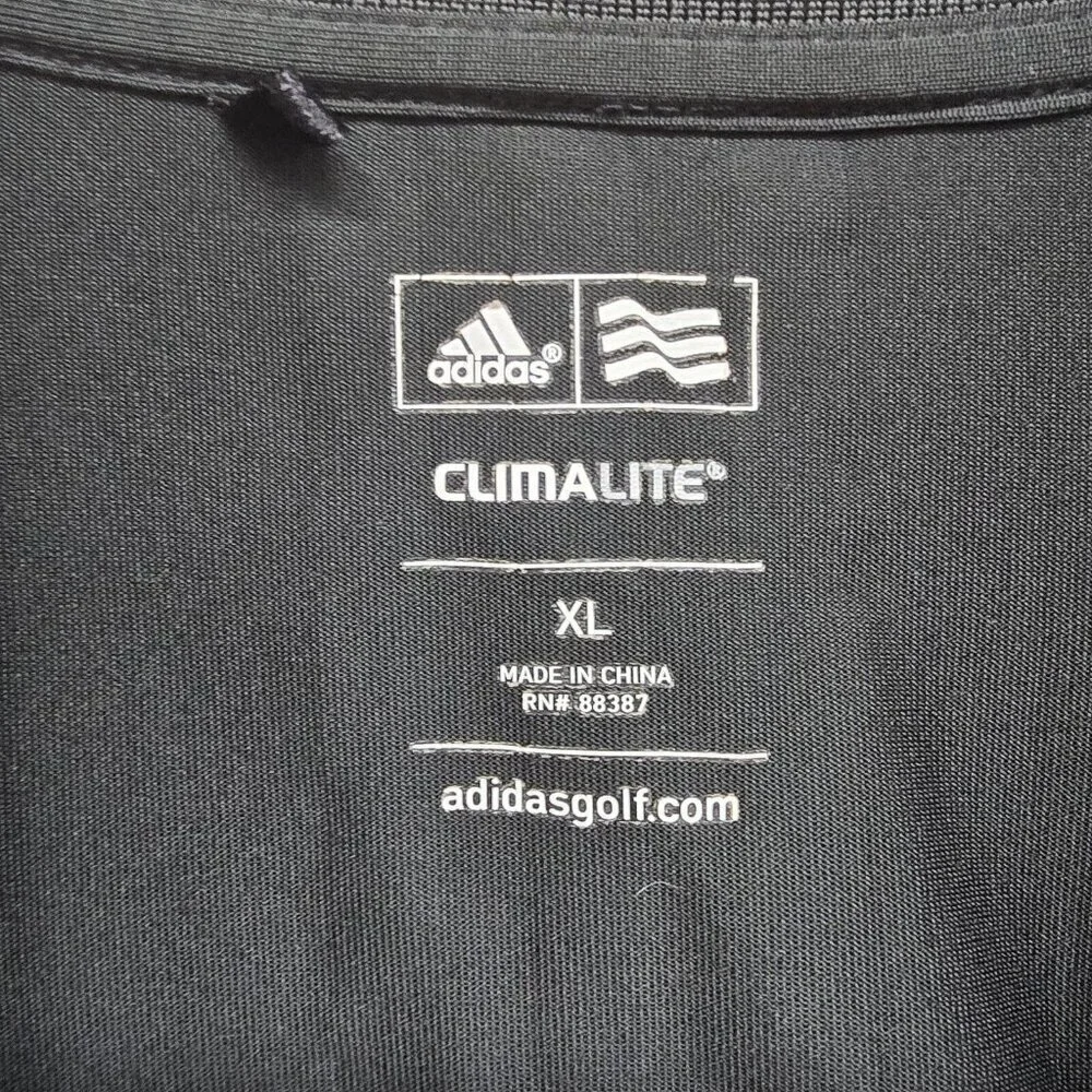 Adidas Climalite Golf Polo Shirt Black White Striped Mens Size XL Stretch